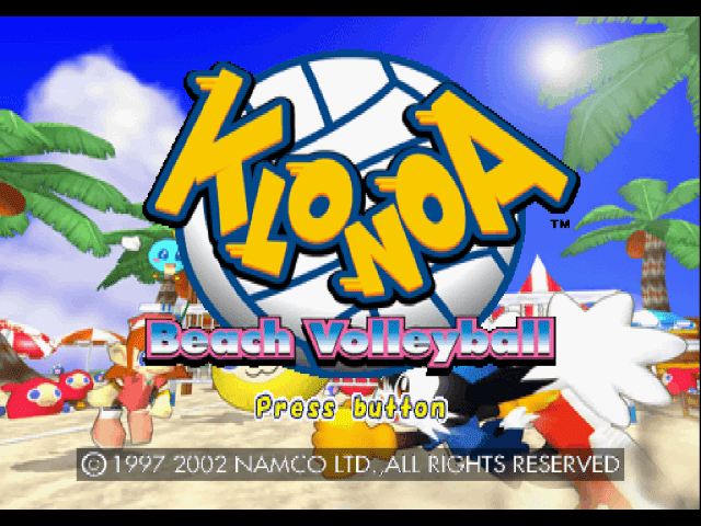 Klonoa Beach Volleyball title screen for Playstation